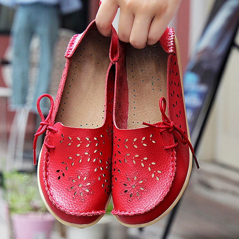 Mocassins Femme Fleuris en Simili Cuir – Chic et Confort - Atelier Chaussure