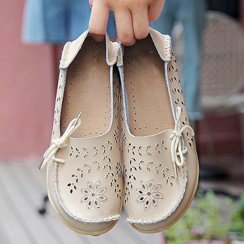 Mocassins Femme Fleuris en Simili Cuir – Chic et Confort - Atelier Chaussure