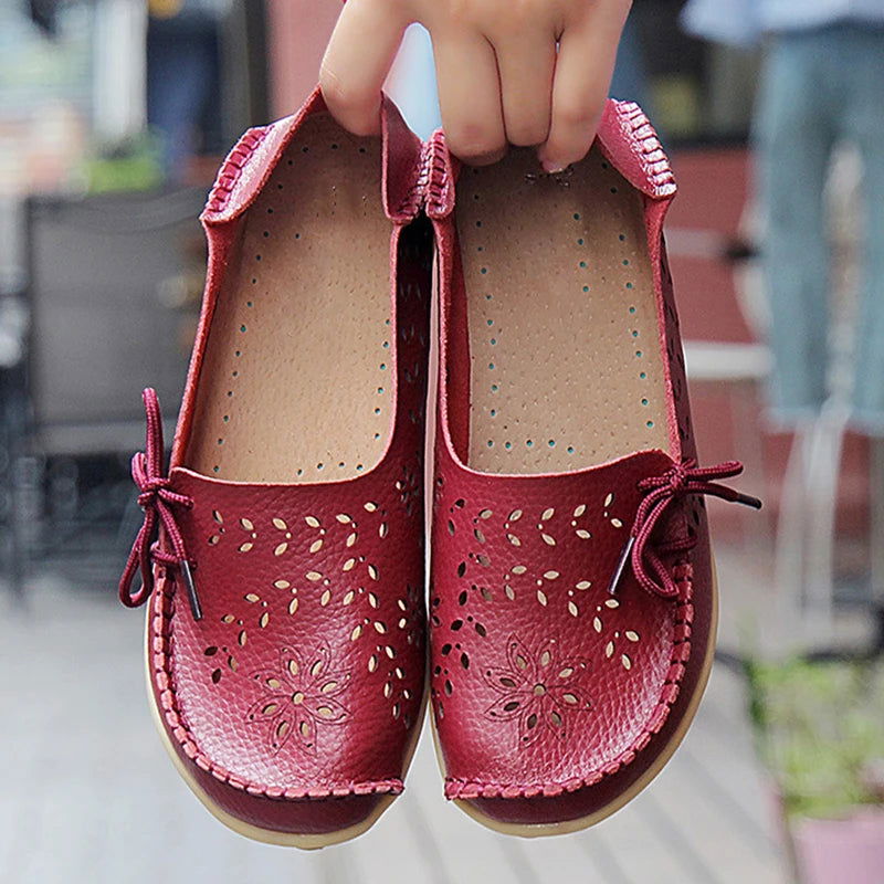 Mocassins Femme Fleuris en Simili Cuir – Chic et Confort - Atelier Chaussure