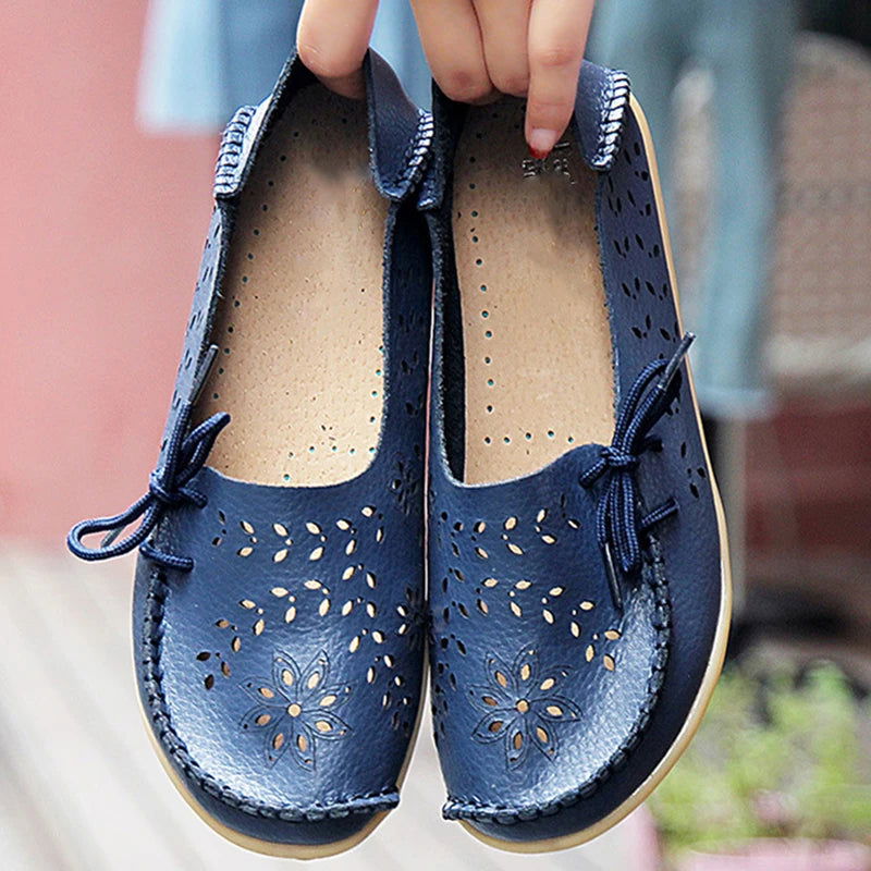 Mocassins Femme Fleuris en Simili Cuir – Chic et Confort - Atelier Chaussure
