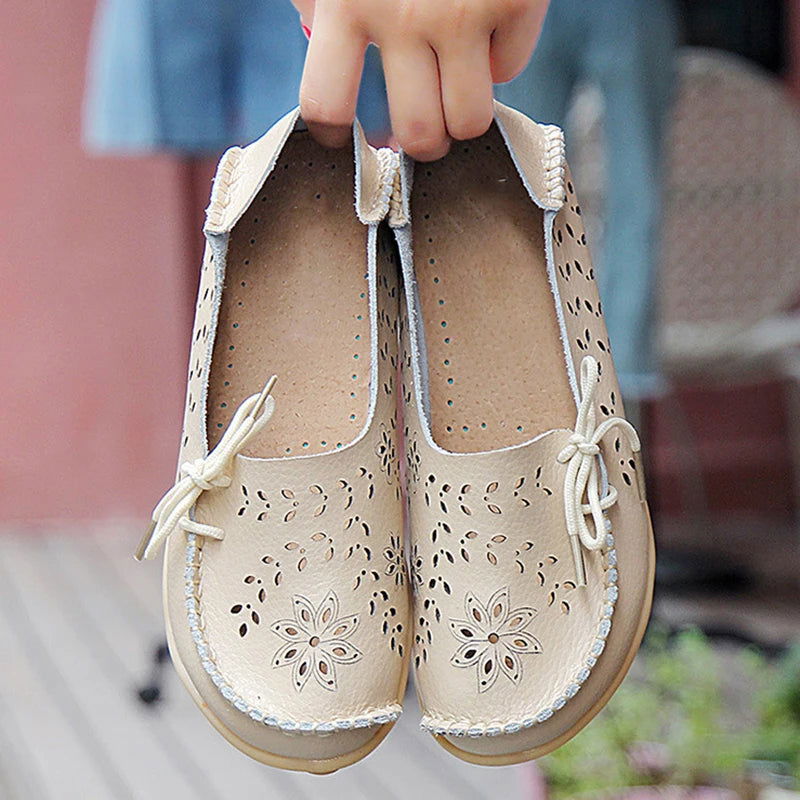 Mocassins Femme Fleuris en Simili Cuir – Chic et Confort - Atelier Chaussure