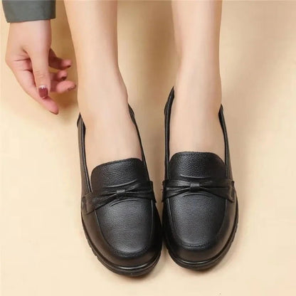 Mocassins Femme Noir avec Nœud - Atelier Chaussure