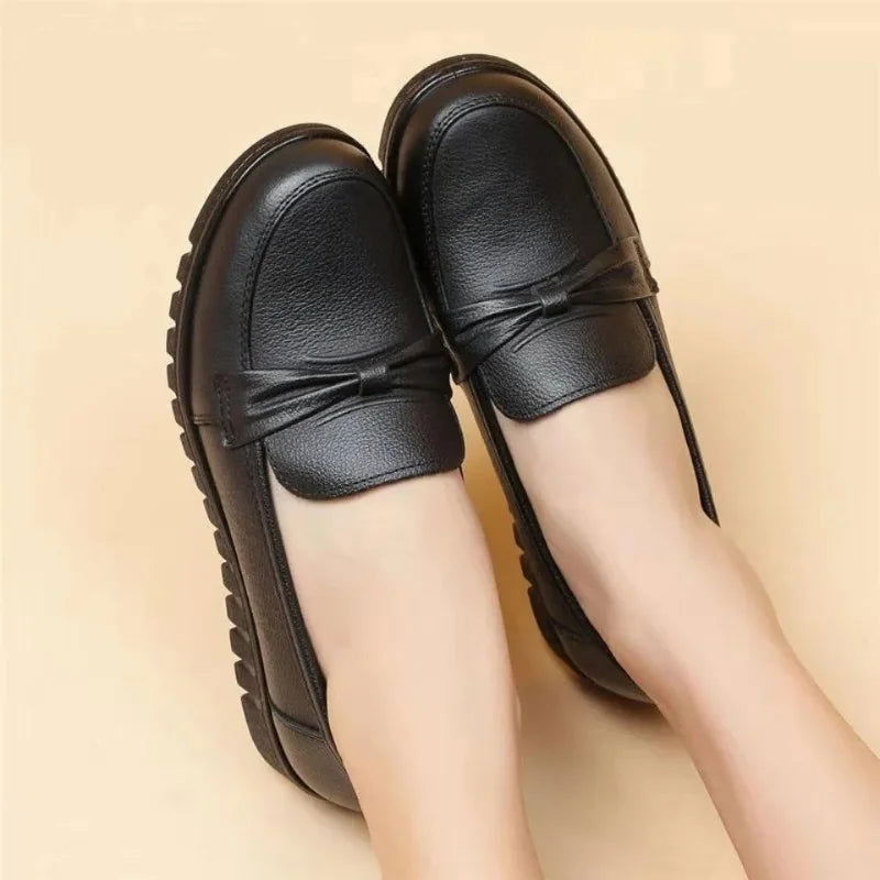 Mocassins Femme Noir avec Nœud - Atelier Chaussure