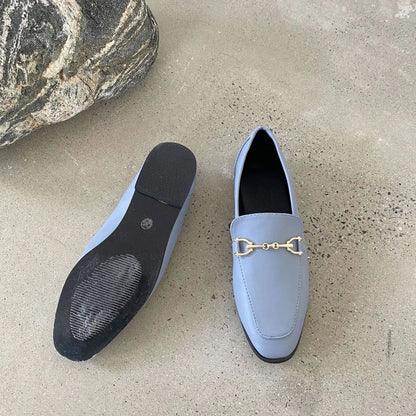 Mocassins Femme en Cuir Lisse avec Détail Métallique - Atelier Chaussure