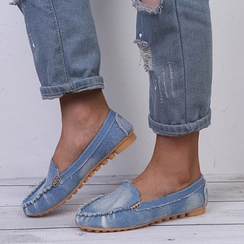 Mocassins Femme en Denim - Style Décontracté et Confort - Atelier Chaussure