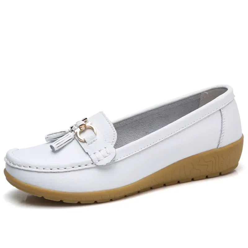 Mocassins Femme en Simili Cuir avec Détail Métallique - Atelier Chaussure