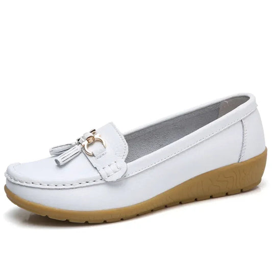 Mocassins Femme en Simili Cuir avec Détail Métallique - Atelier Chaussure