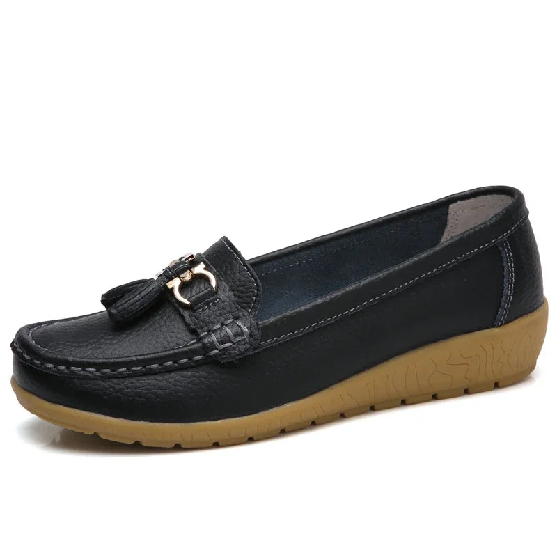 Mocassins Femme en Simili Cuir avec Détail Métallique - Atelier Chaussure