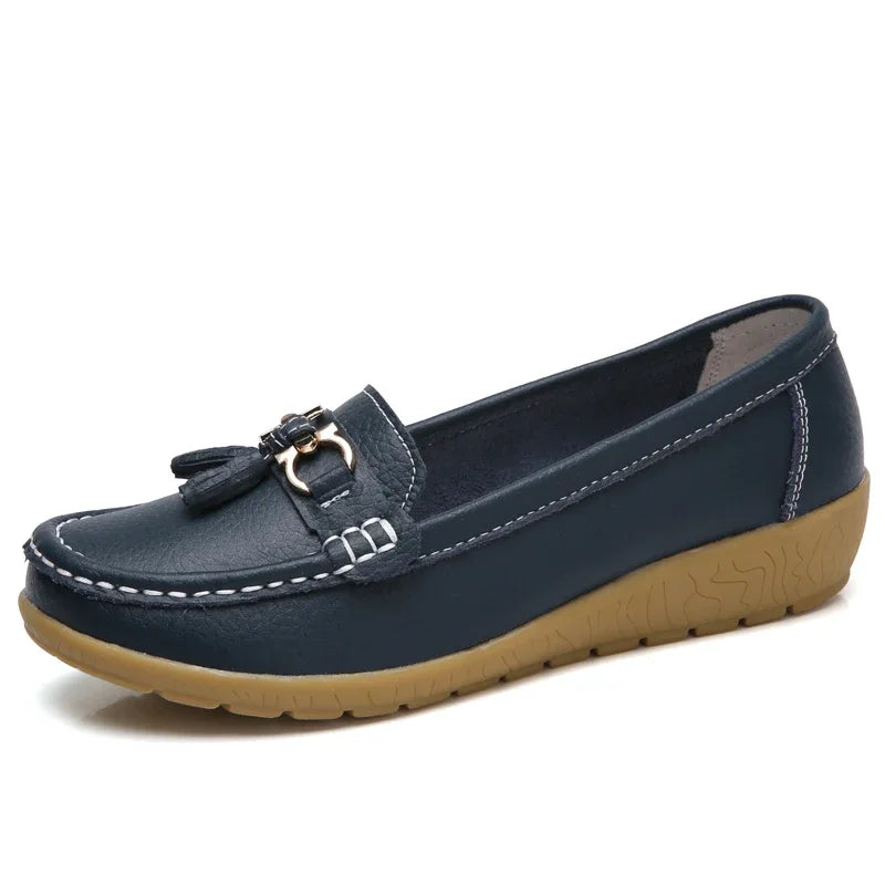 Mocassins Femme en Simili Cuir avec Détail Métallique - Atelier Chaussure