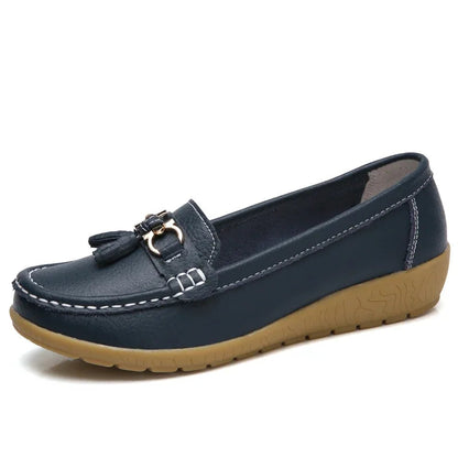 Mocassins Femme en Simili Cuir avec Détail Métallique - Atelier Chaussure