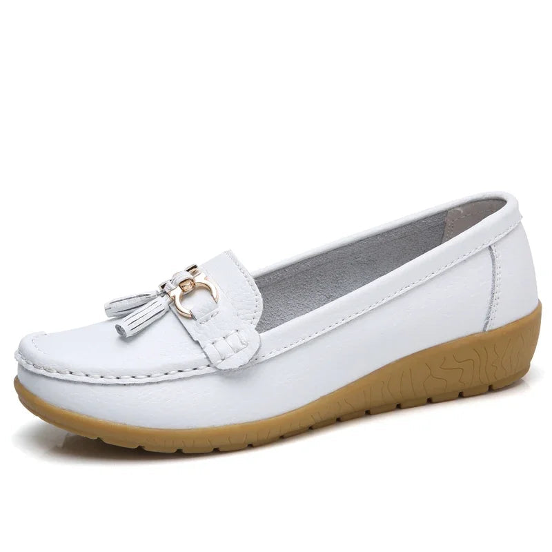 Mocassins Femme en Simili Cuir avec Détail Métallique - Atelier Chaussure