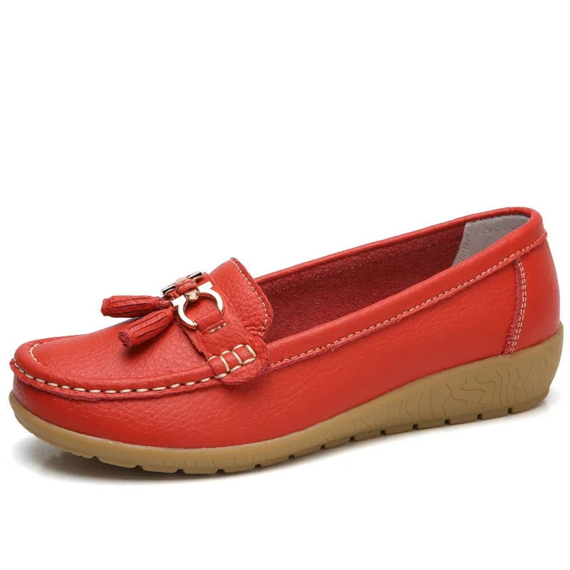 Mocassins Femme en Simili Cuir avec Détail Métallique - Atelier Chaussure
