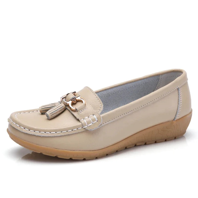 Mocassins Femme en Simili Cuir avec Détail Métallique - Atelier Chaussure