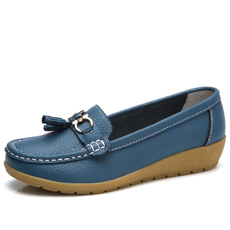 Mocassins Femme en Simili Cuir avec Détail Métallique - Atelier Chaussure