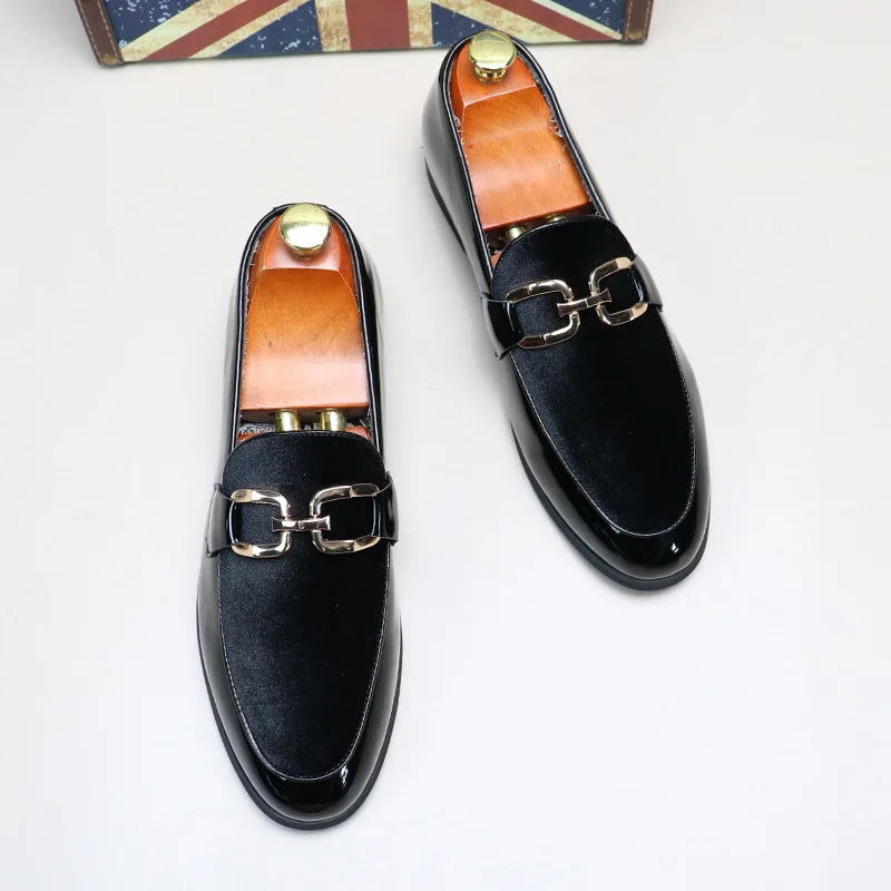 Mocassins Homme Chic en Cuir Verni & Velours - Atelier Chaussure