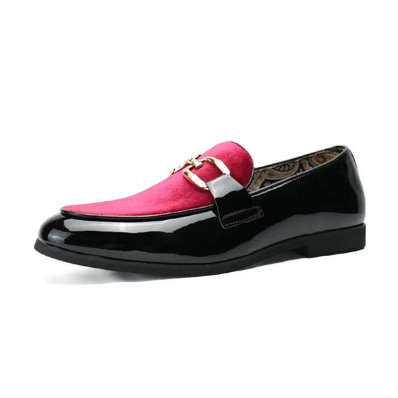 Mocassins Homme Chic en Cuir Verni & Velours - Atelier Chaussure