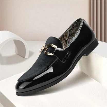 Mocassins Homme Chic en Cuir Verni & Velours - Atelier Chaussure
