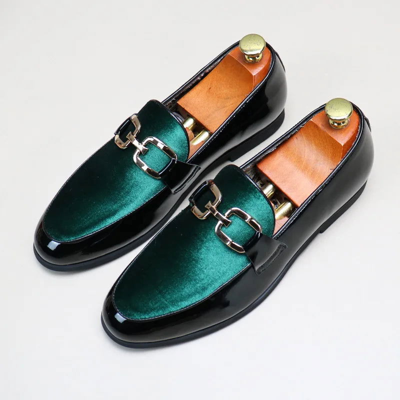 Mocassins Homme Chic en Cuir Verni & Velours - Atelier Chaussure