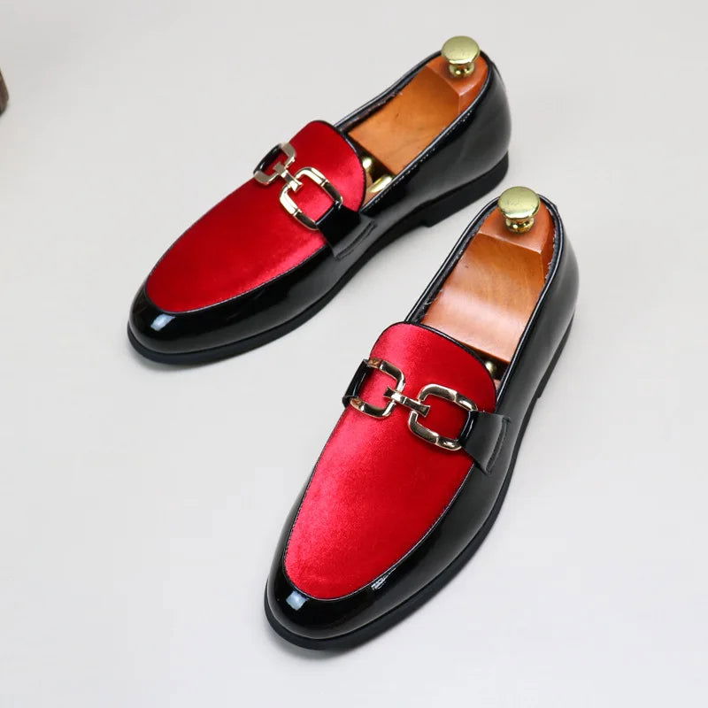 Mocassins Homme Chic en Cuir Verni & Velours - Atelier Chaussure