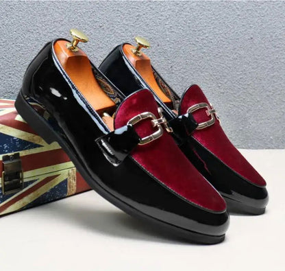 Mocassins Homme Chic en Cuir Verni & Velours - Atelier Chaussure