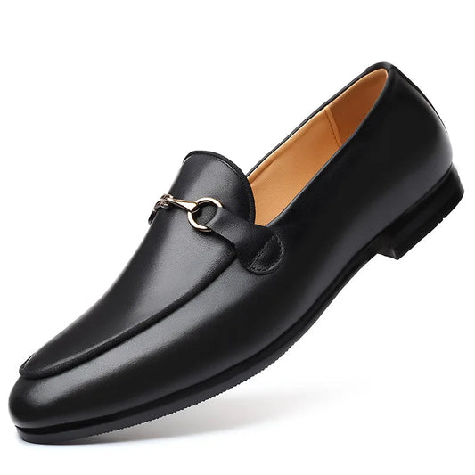 Mocassins Homme Classiques en Cuir Noir avec Détail Métallique - Atelier Chaussure