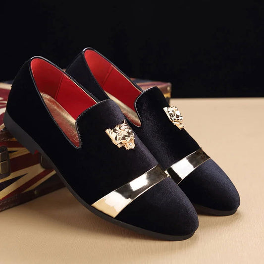 Mocassins Homme Prestige en Velours - Finitions Métalliques Modernes - Atelier Chaussure