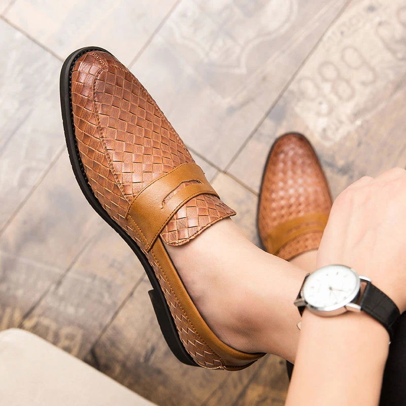 Mocassins Homme en Cuir Tressé - Classe et Confort - Atelier Chaussure