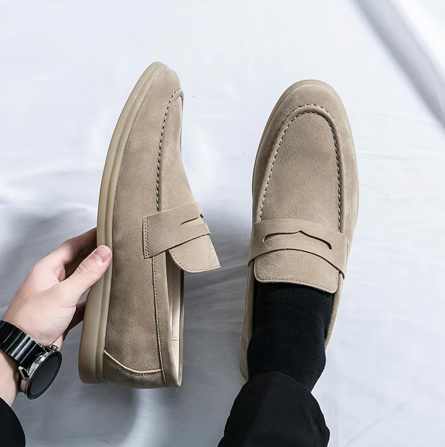 Mocassins Homme en Daim - Style Raffiné - Atelier Chaussure