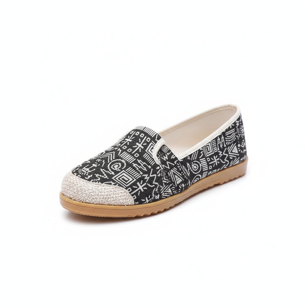 Espadrilles Femme Toile – Motif Ethnique Multicolore Tressé