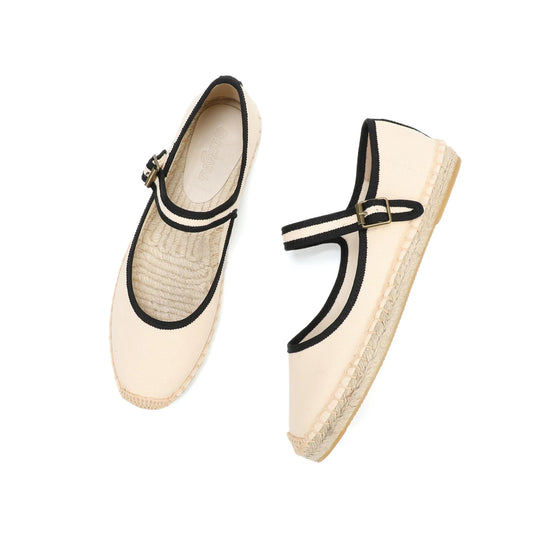 Espadrilles Femme Toile – Mary Janes Bride Boucle Contrastée