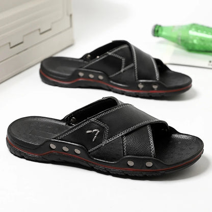 Sandales Homme – Croisées Style Cuir Avec Couture Renforcée
