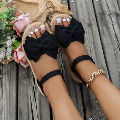 Sandales Femme Plates – Modèle Nœud Tressé Estival