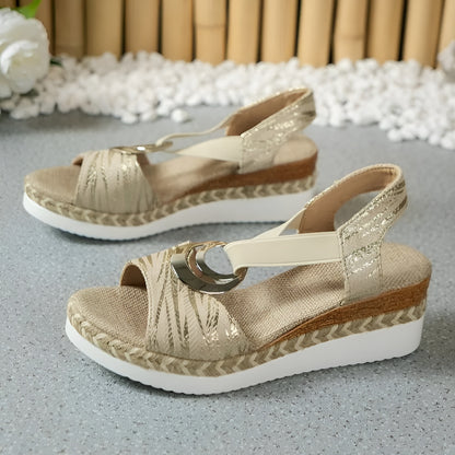 Women's Wedge Sandals – Platform Sole and Metal Detail