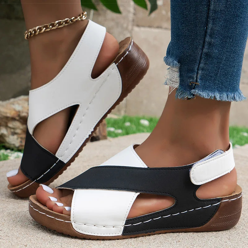 Sandales Femme Compensées – Croisées À Scratch Et Maintien Optimal