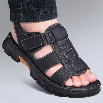 Sandales Homme – Cuir Véritable Respirant Et Semelle Épaisse Antidérapante