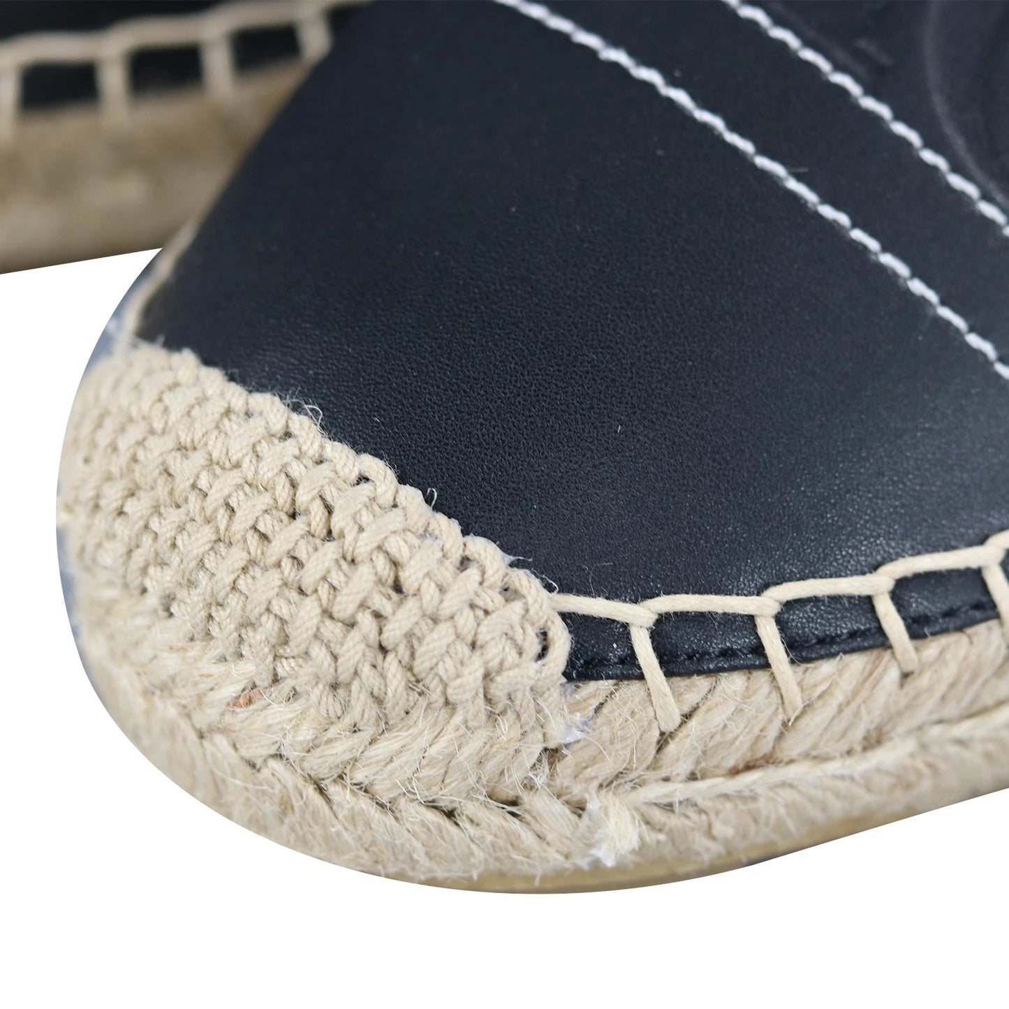Espadrilles Femme PU – Logo Embossé Noir