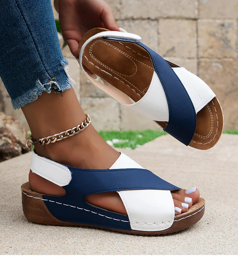 Sandales Femme Compensées – Croisées À Scratch Et Maintien Optimal