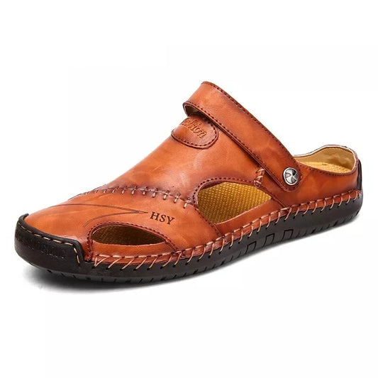 Sandales Homme Cuir Fendu – Couture Renforcée & Design Aéré