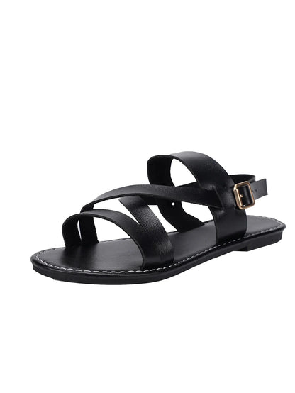 Sandales Femme – Style Croisé À Boucle Confort Quotidien