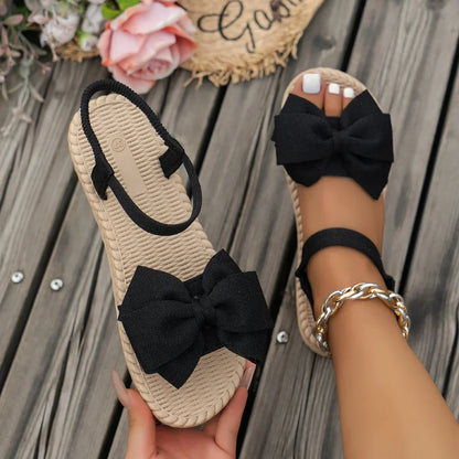 Sandales Femme Plates – Modèle Nœud Tressé Estival