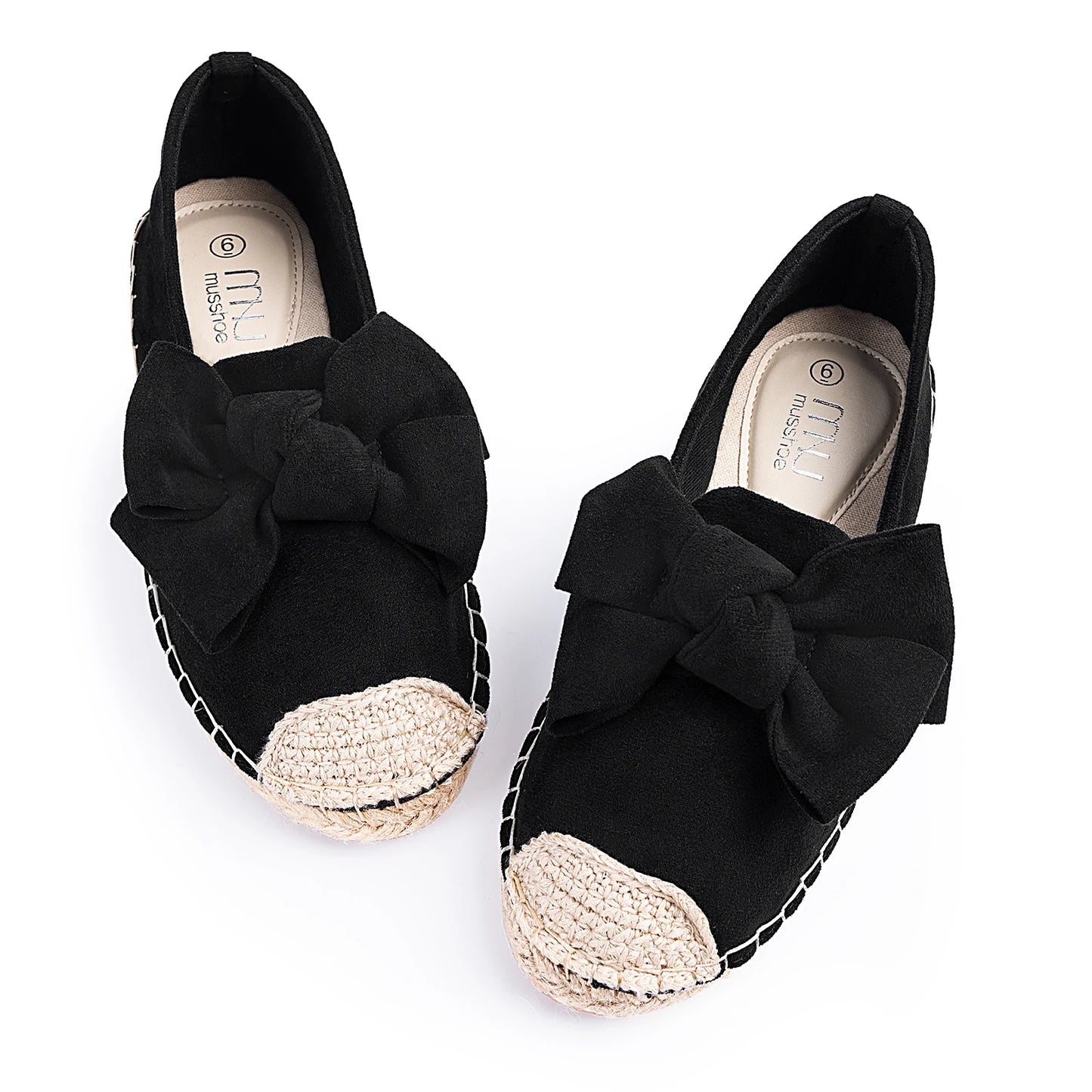 Espadrilles Femme Suédine – Nœud Oversize et Bout Tressé