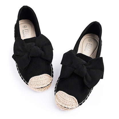 Espadrilles Femme Suédine – Nœud Oversize et Bout Tressé