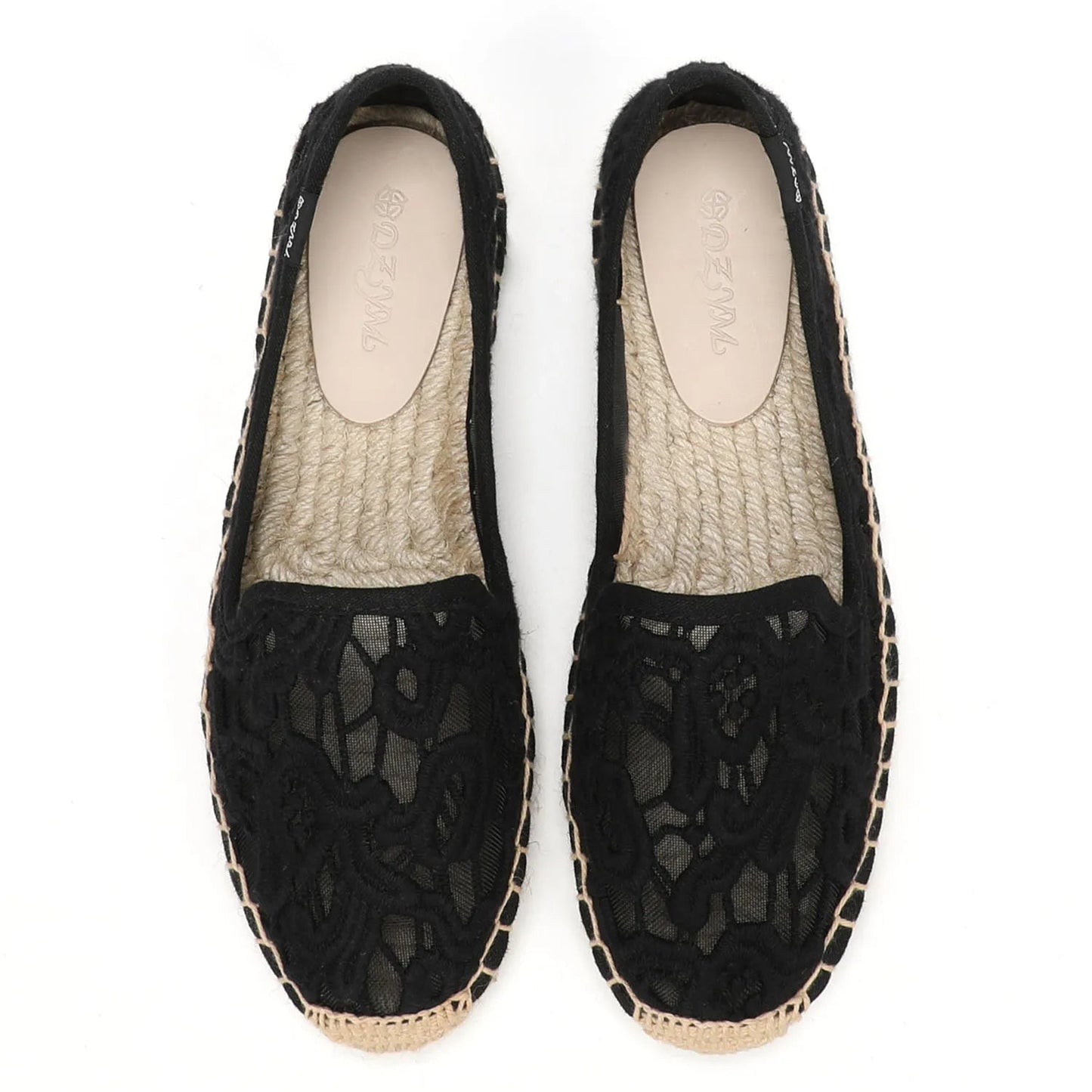 Espadrilles Femme Dentelle Florale – Slip-On Bout Rond