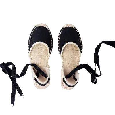 Espadrilles Femme Toile – Rayures & Ruban Cheville