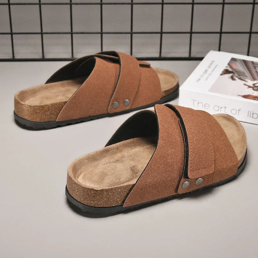 Sandales Homme – Larges Brides En Suédine Et Semelle Confort Anatomique